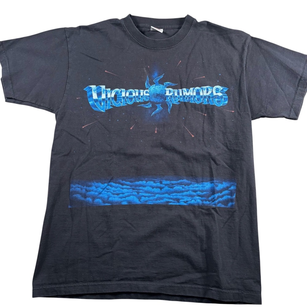 VTG 90s Vicious Rumors Band‎ Atlantic Cover Graphic Tee Mens M Black HTF Design
